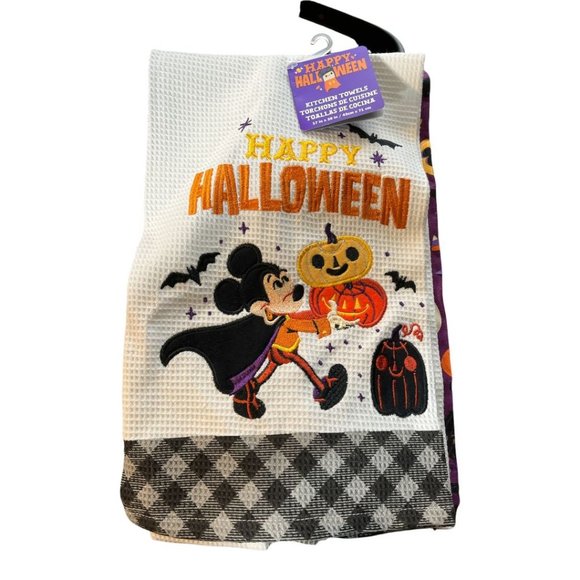 Disney Parks Mickey Happy Halloween Kitchen Dish Towel Set New 17"x28" - Picture 1 of 3